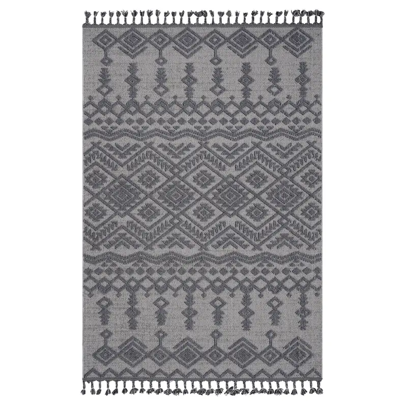 Guros White and Gray 8′ x 10′ Traditional Indoor-Outdoor Area Rug