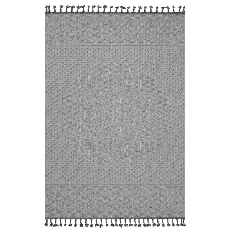 Guros White and Ivory 8′ x 10′ Medallion Indoor-Outdoor Area Rug