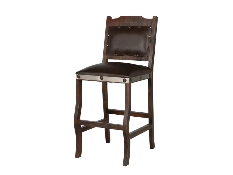 Hacienda Rustic-Style Upholstered Bar Stool