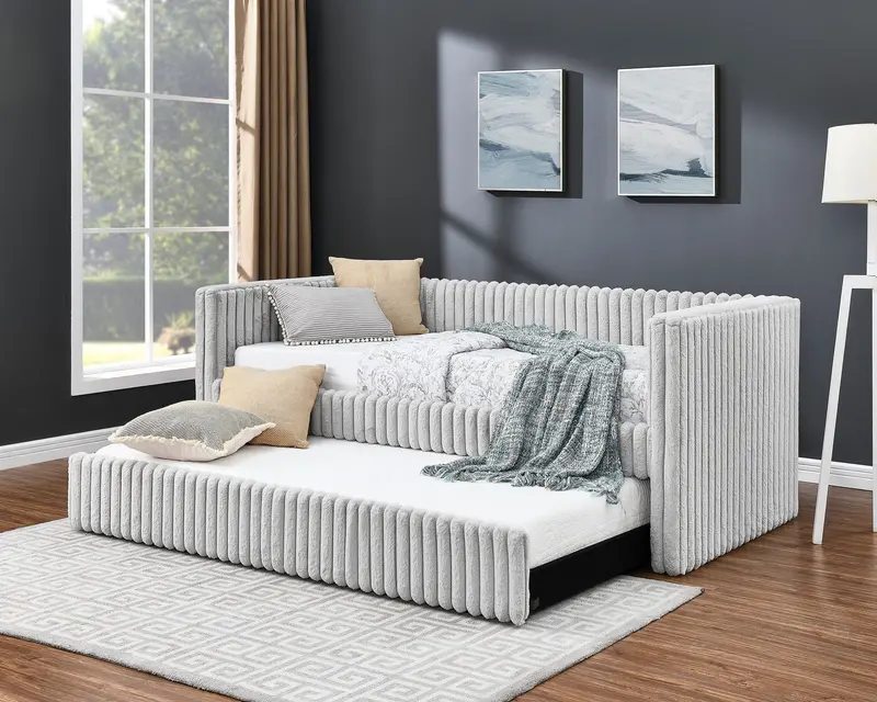 Hailey Light Grey Fabric Daybed