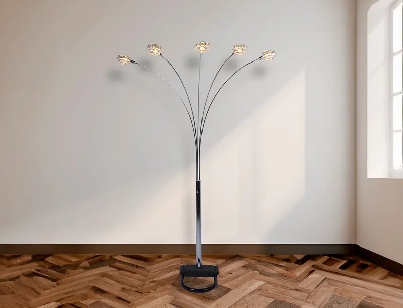 Half Moon Adjustable Floor Lamp with Curved Base