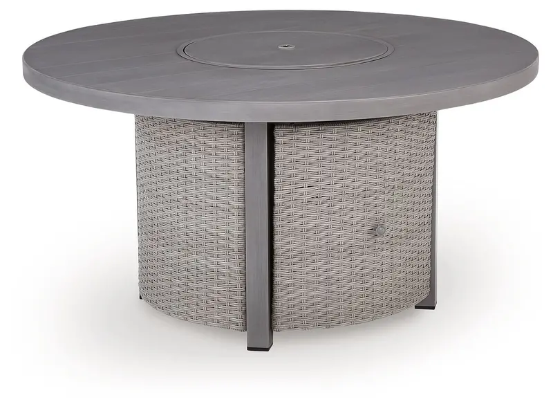 Half Moon Beach Gray Round Fire Pit Table