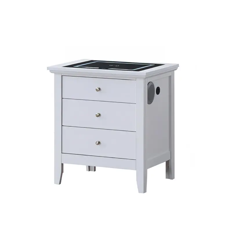 Hammond Smart Nightstand: 3 Drawers, USB Charging, Built-in Speakers – Pure White