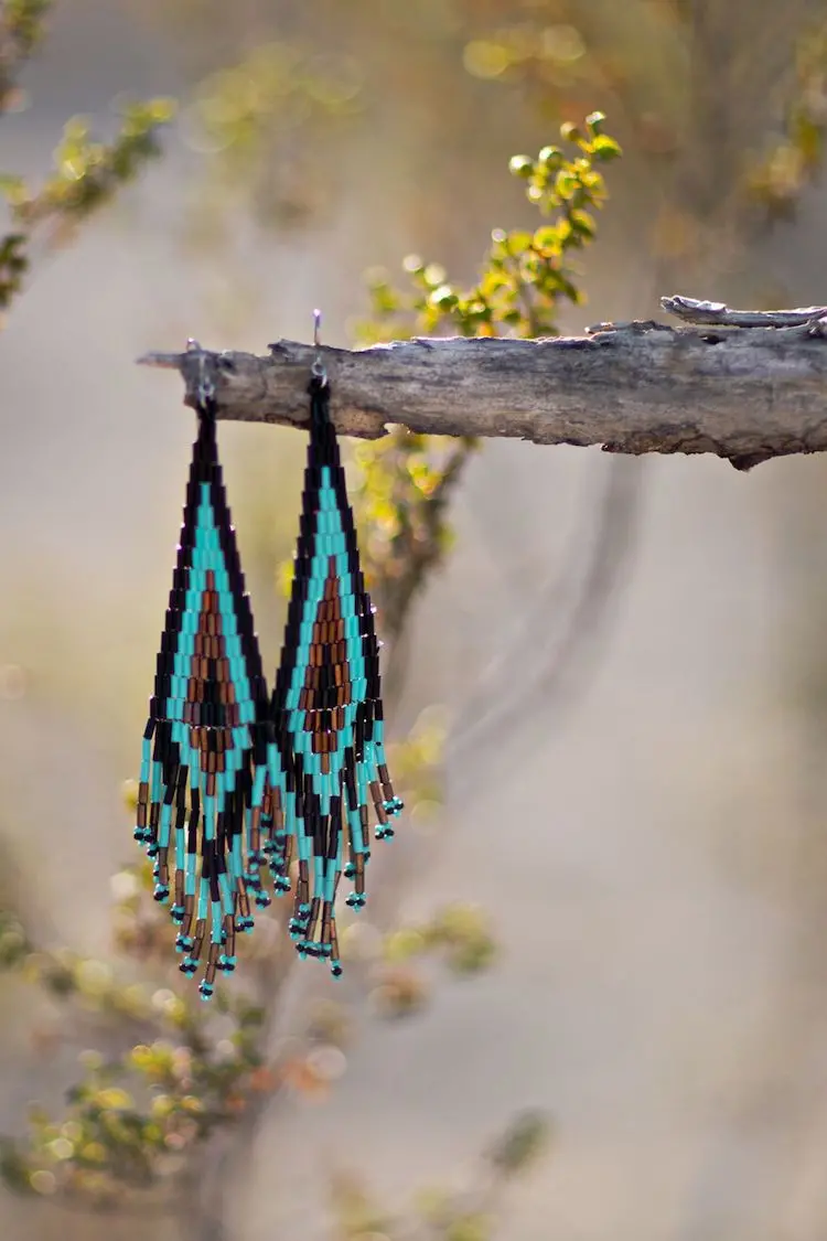 Hand-Strung Native American–Inspired Seed Bead Earrings