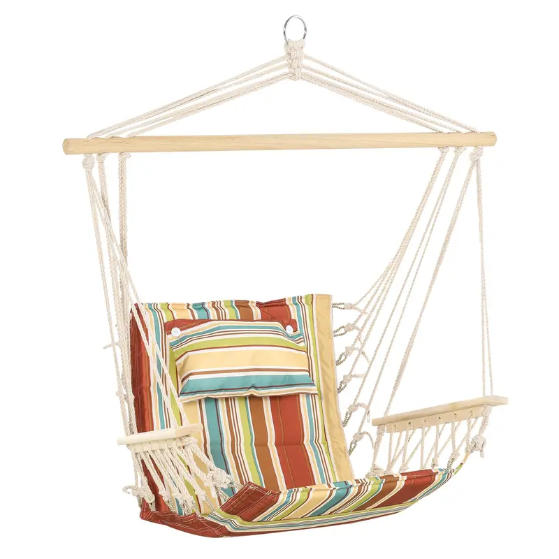 Hanging Hammock Chair with Thick Rope Frame – Indoor/Outdoor Swing Seat