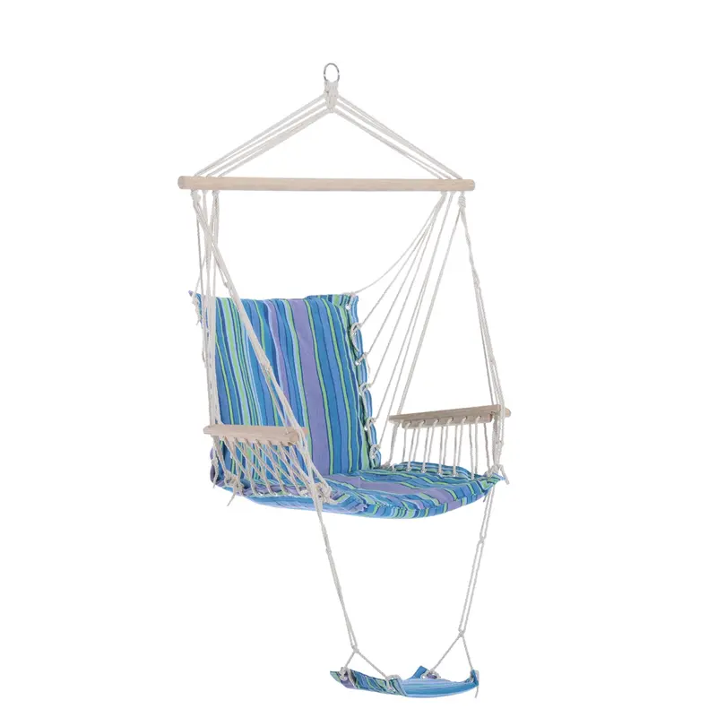 Hanging Rope Chair with Padded Seat and Contoured Backrest