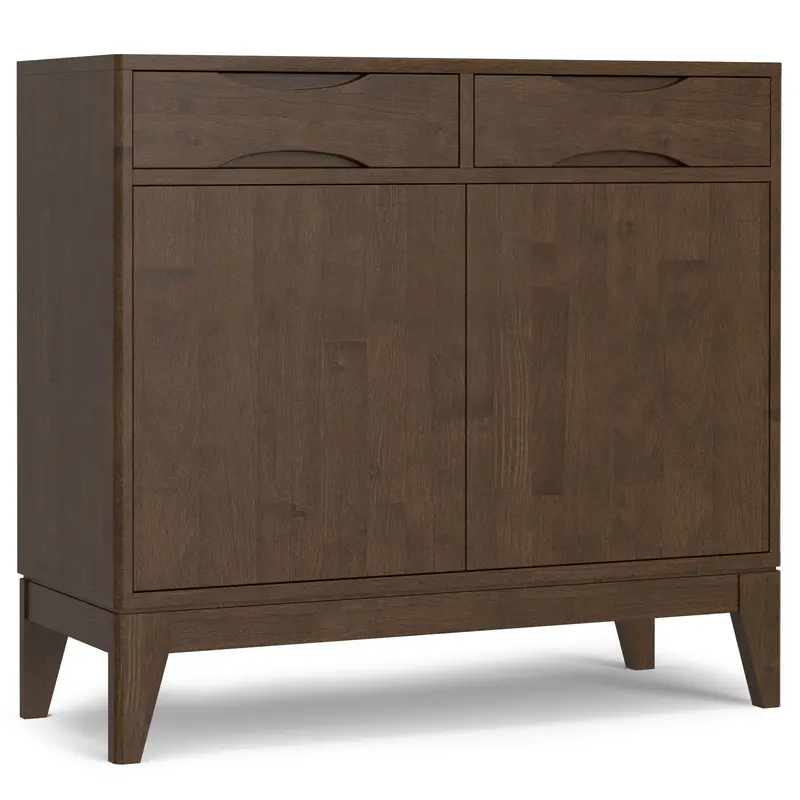 Harper Walnut-Finished Entryway Storage Cabinet with Slim Profile
