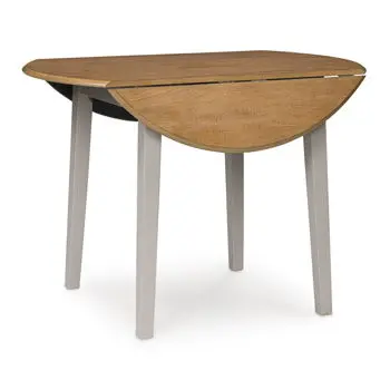 Harperfeld Natural and Gray Round Drop-Leaf Dining Table