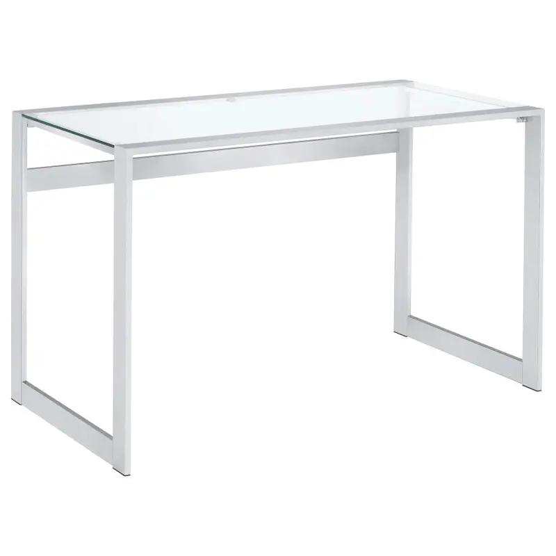 Hartford Chrome-Frame Writing Desk with Tempered Glass Top