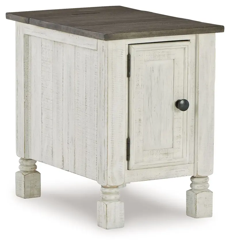 Havalance Compact Chair-Side End Table – White and Gray Two-Tone