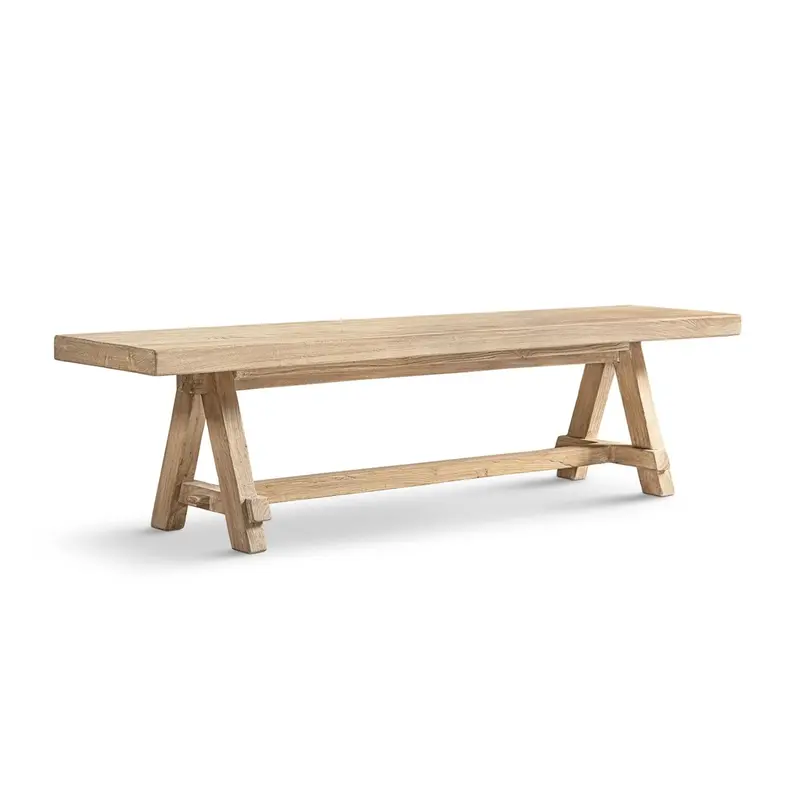 Hawthorne Natural Wood Dining Bench – Slatted Back Design