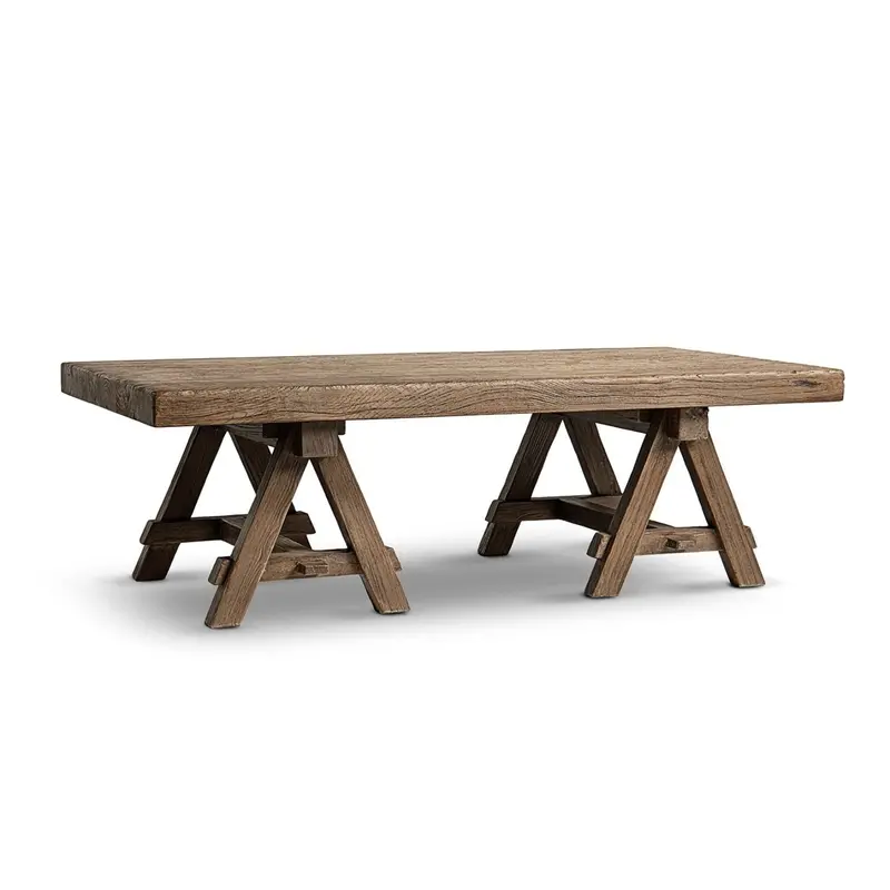Hawthorne Solid Wood Trestle Dining Table – Rustic Industrial Style