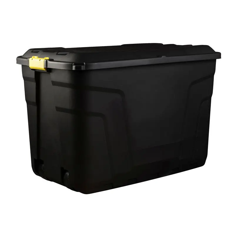 Heavy-Duty 190L Wheeled Plastic Storage Box – Black Large Capacity Bin by Strata
