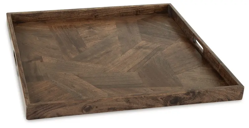 Heddford Wooden Serving Tray in Rich Brown Finish