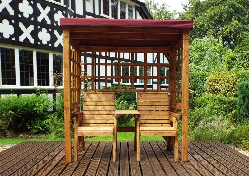 Henley 2-Seat Garden Tete-a-Tete with Burgundy Cushions – Charles Taylor