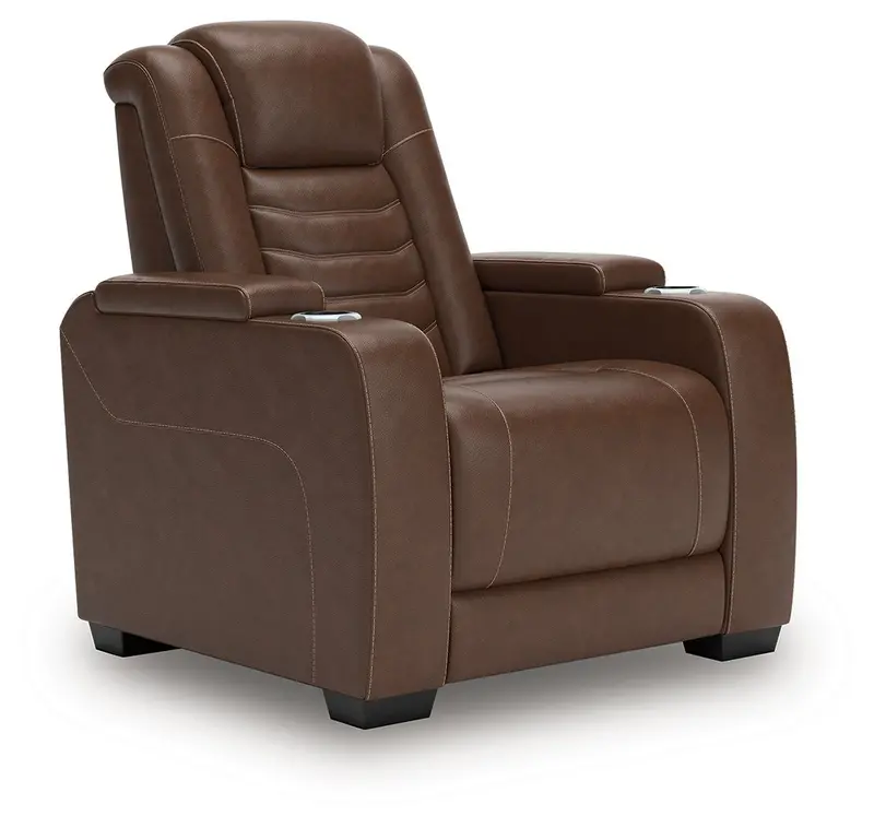 High Impact Tobacco Power Recliner with Adjustable Headrest