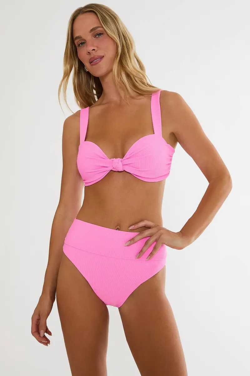 Highway Full-Coverage Bikini Bottom in Prism Pink