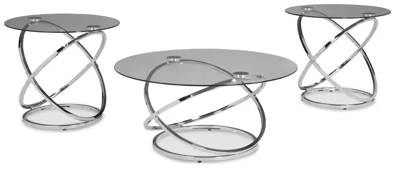 Hollynyx Chrome-Finished Occasional Table Set (3 pcs)