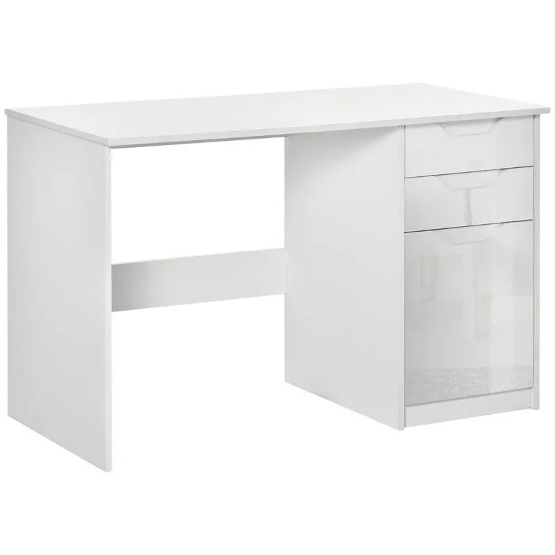 Homcom High-Gloss Computer Desk with Built-In Drawers and Cable Management