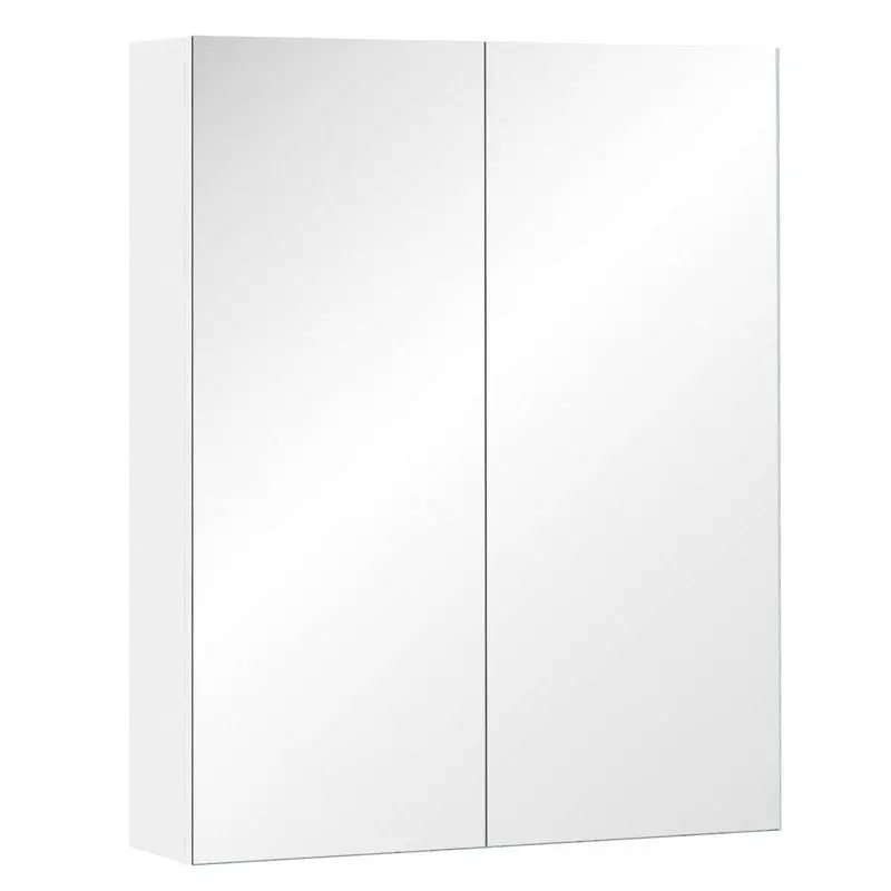 Homcom Wooden Wall-Mounted Mirror Cabinet with Adjustable Shelving – 60x15x75cm
