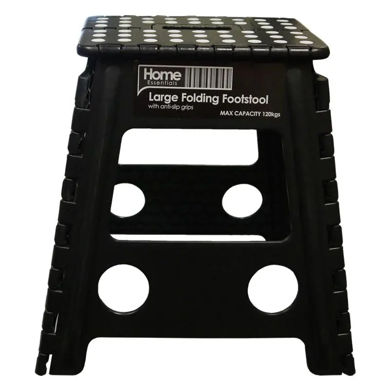 Home Essentials Foldable Stool in Black with White Polka Dots