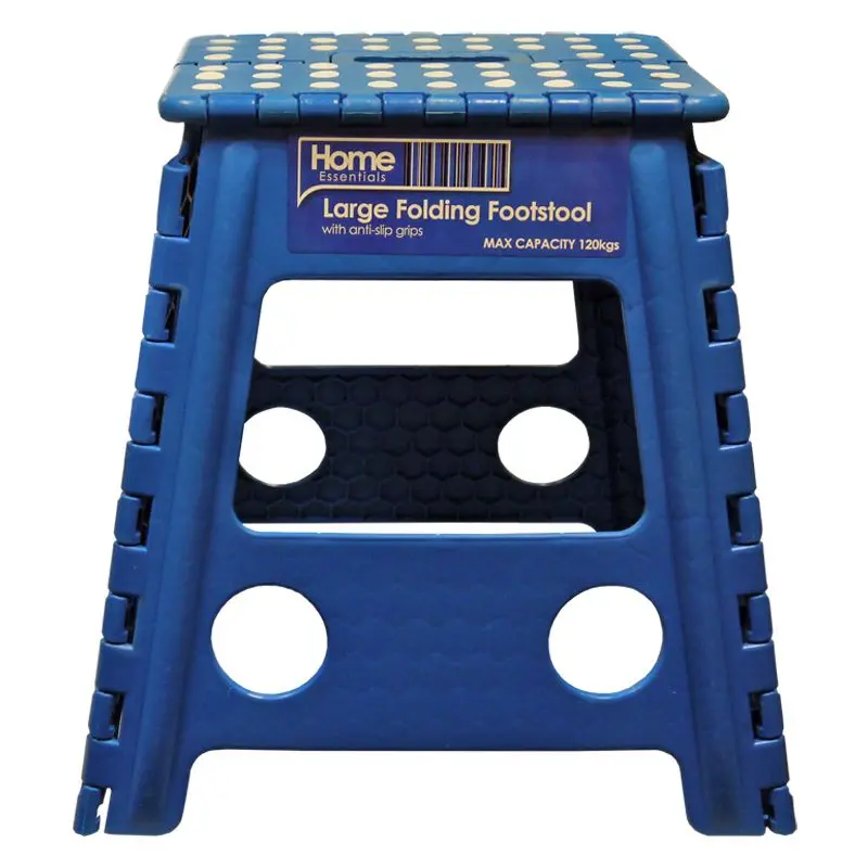 Home Essentials Foldable Stool in Blue with White Polka Dots