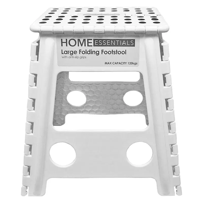 Home Essentials Foldable Stool in White with Black Polka Dots