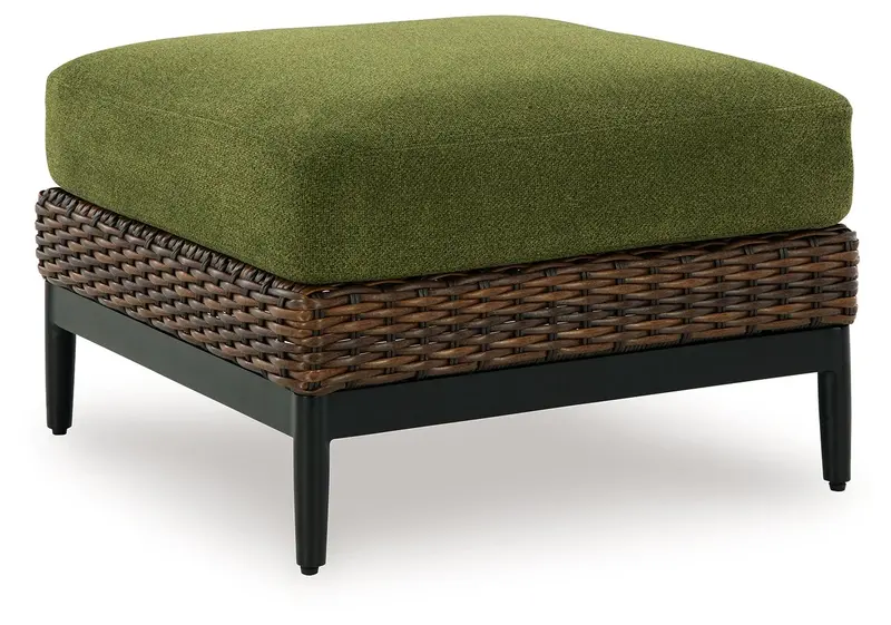Horizon Hall Brown-and-Green Ottoman with Cushion