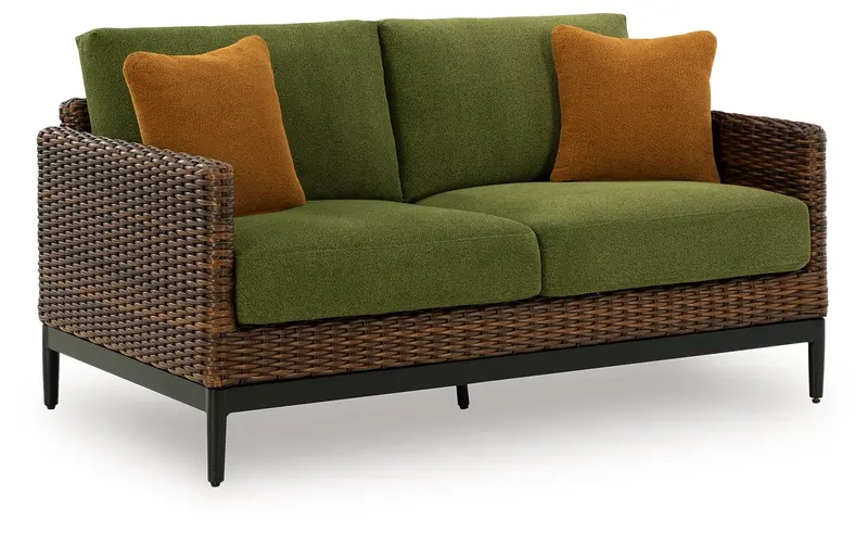 Horizon Hall Brown & Green Loveseat – Textured Cushioned Seating
