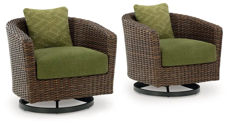 Horizon Hall Swivel Lounge Chair with Green Cushion