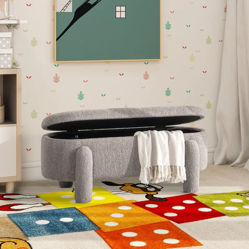 Hugo Oval Upholstered Storage Bench