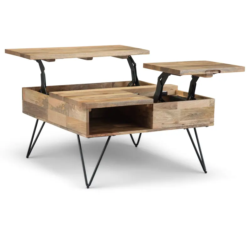 Hunter Lift-Top Coffee Table – Natural Wood Adjustable Surface