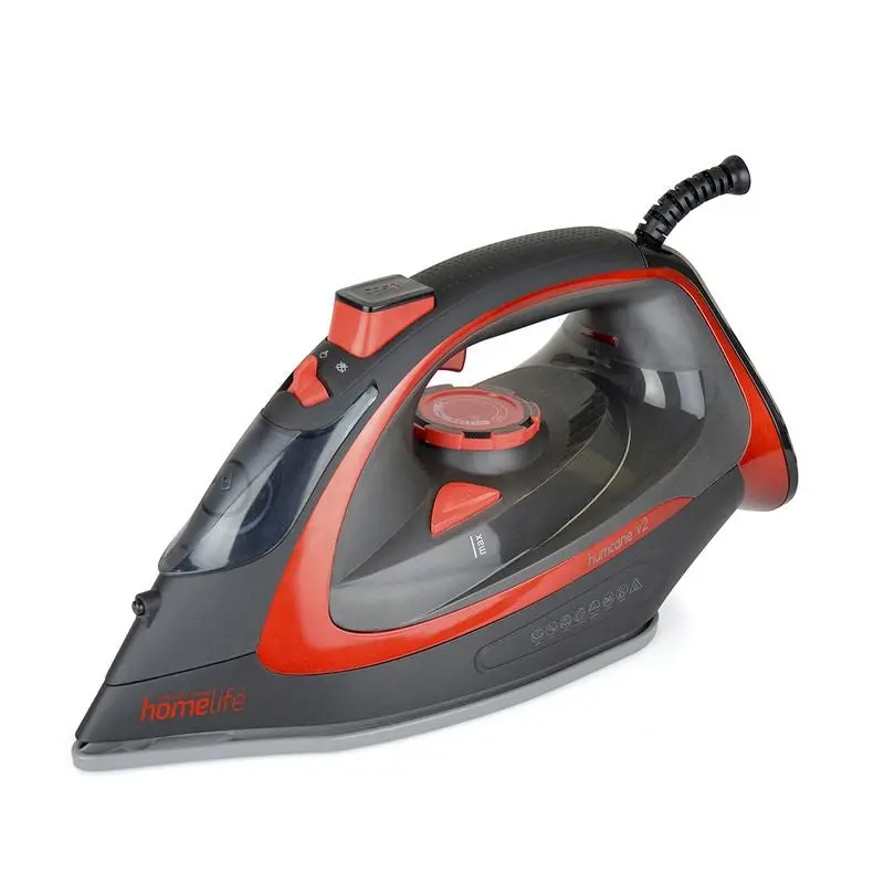 Hurricane 3200W Ceramic Soleplate Steam Iron – Black and Red Design