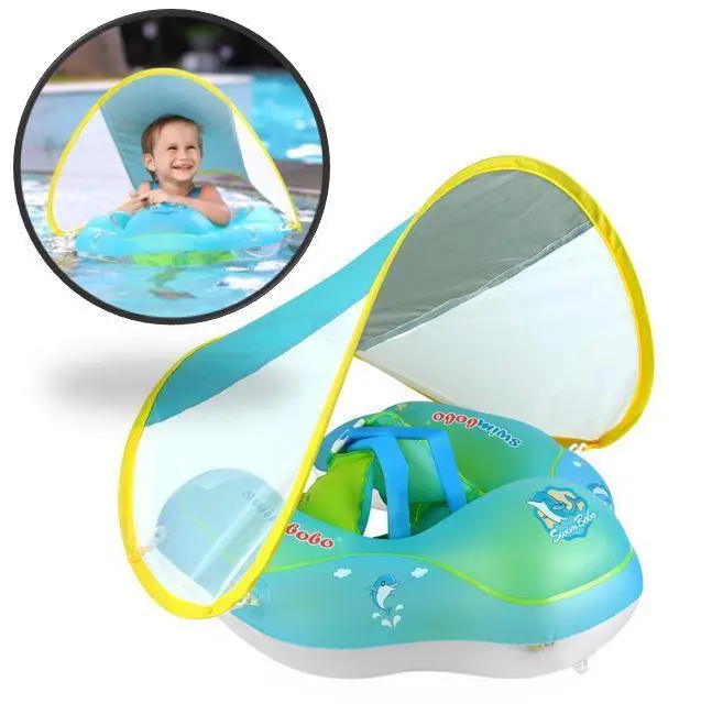 Inflatable Baby Pool Float with UV-Protective Canopy