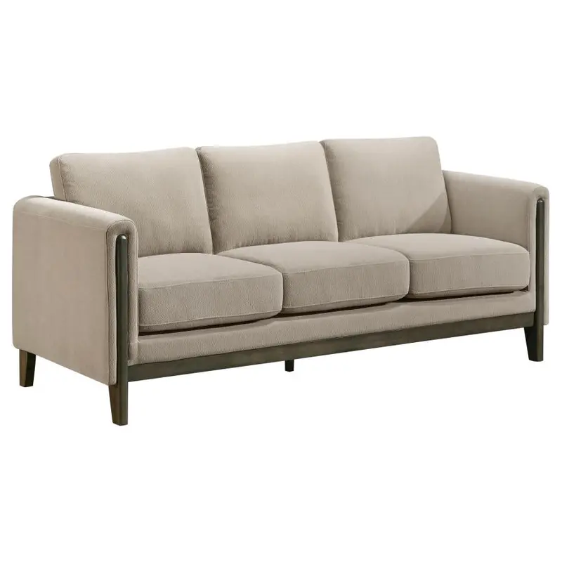 Islington Taupe Fabric Panel-Arm Sofa – Contemporary Living Room Seating
