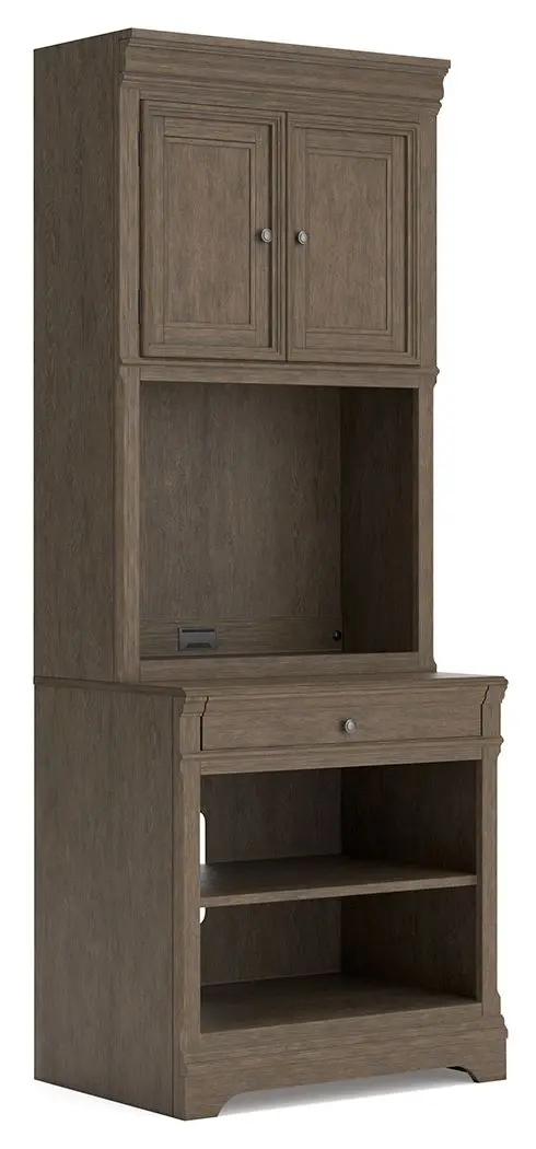 Janismore Weathered Gray Bookshelf – Open Shelving Storage Unit