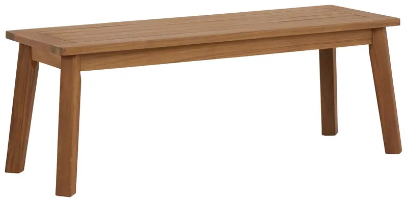 Janiyah Tufted Bench in Light Brown Faux Leather