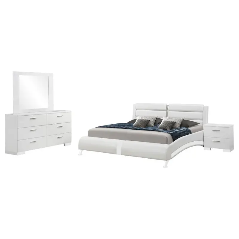 Jeremaine White Bedroom Set – Coordinated Bed, Nightstands & Dresser
