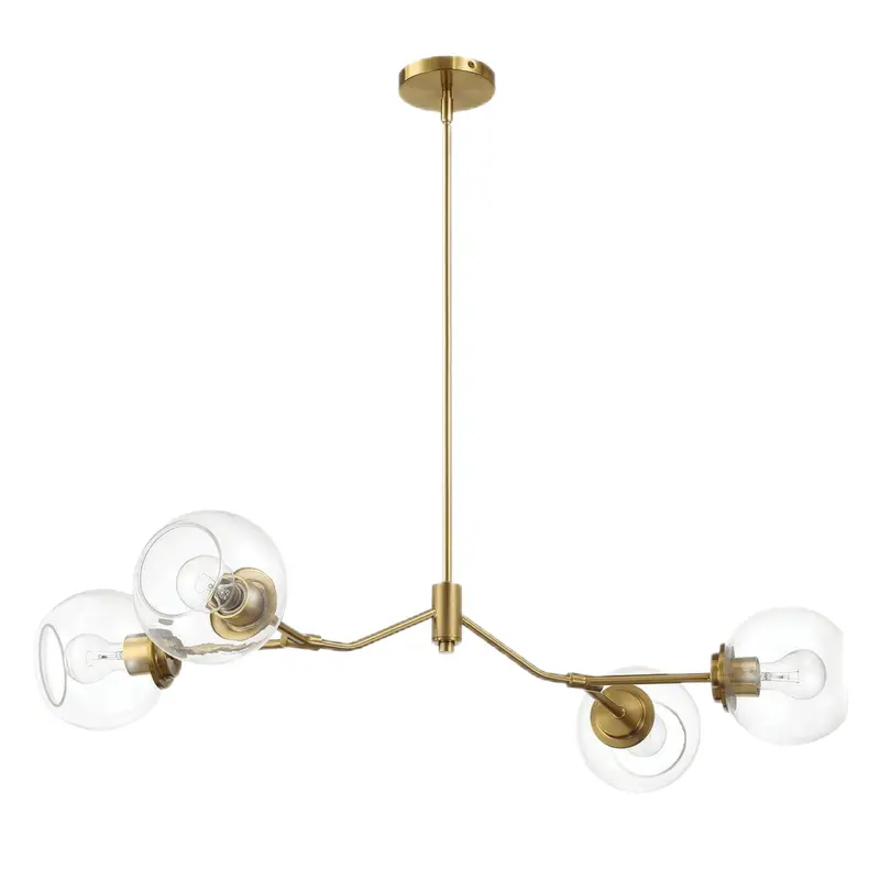 Jewel Pendant Chandelier – Four-Light Ceiling Fixture with Clear Crystal Details and Gold Finish