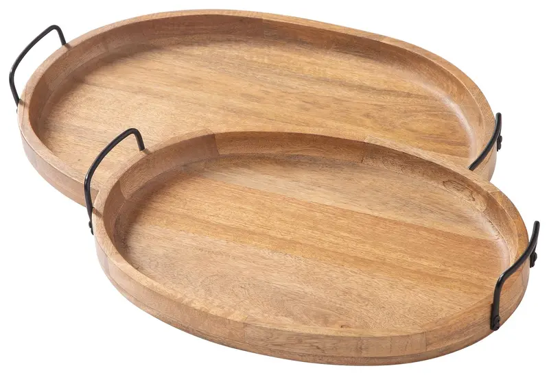 Jocelyne Brown and Black Serving Tray Set – Pair