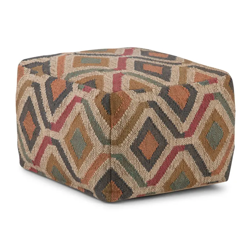 Johanna Structured Square Pouf – Handcrafted Fabric