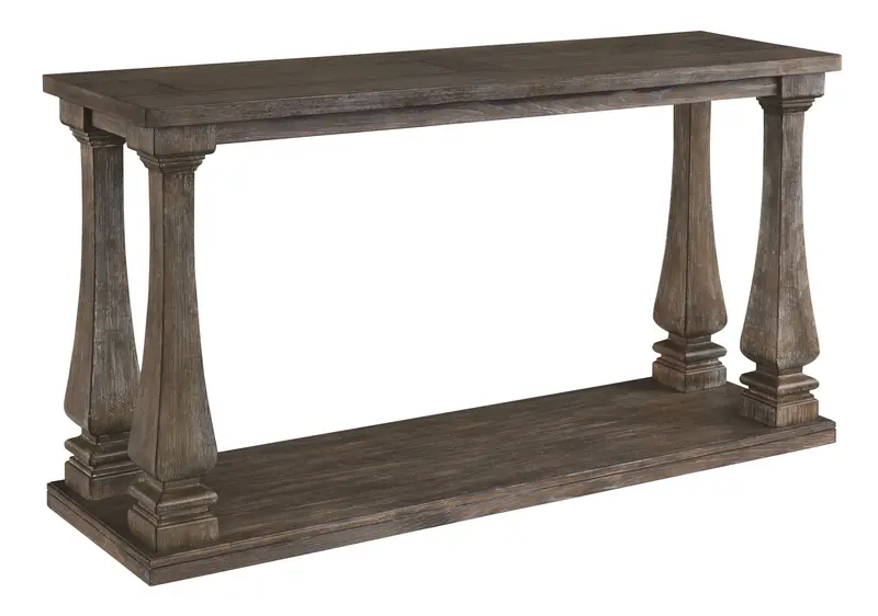 Johnelle Modern Sofa Table – Gray Woodgrain Finish