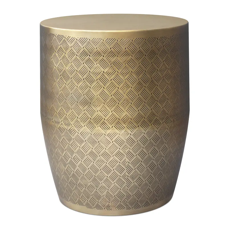 Johnsen Crosshatch Accent Table with Antique Gold Detailing