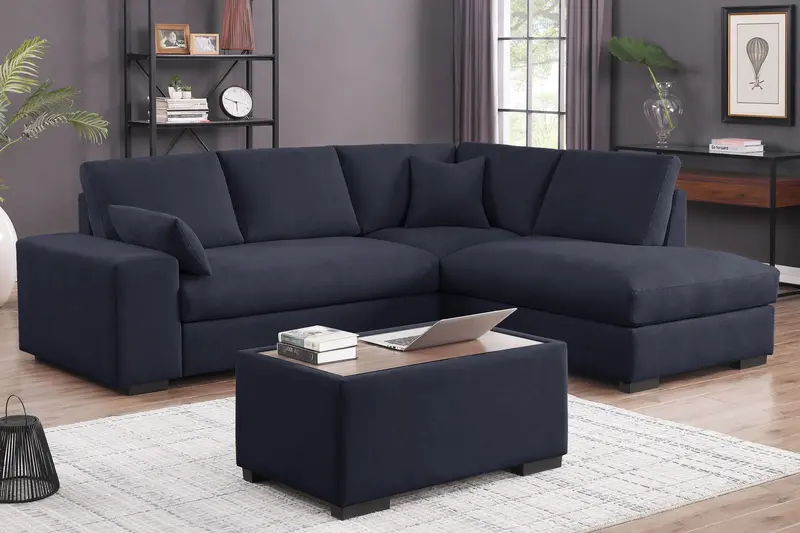 Joshua 100-Inch Right-Chaise Sectional Sofa with Console Ottoman