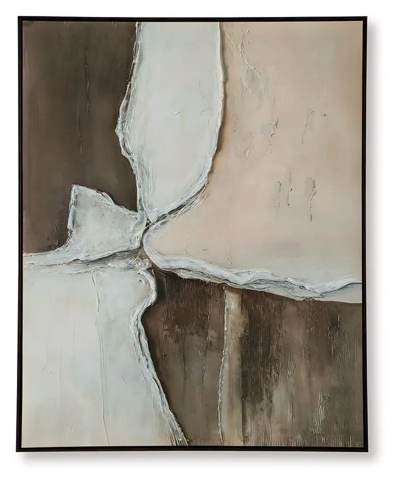 Junward Brown Tan and White Abstract Wall Art Print for Neutral Interiors