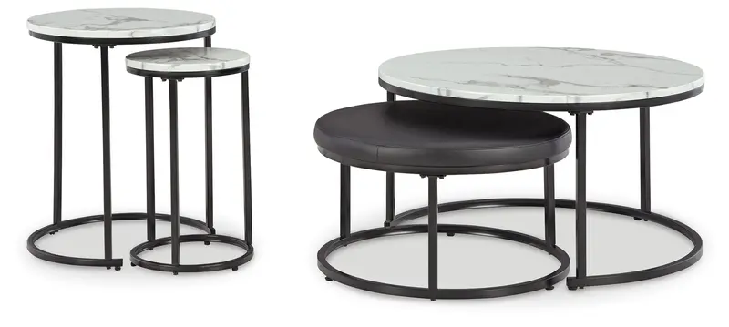 Jusmour 4-Piece Nesting Table Set in Black and White