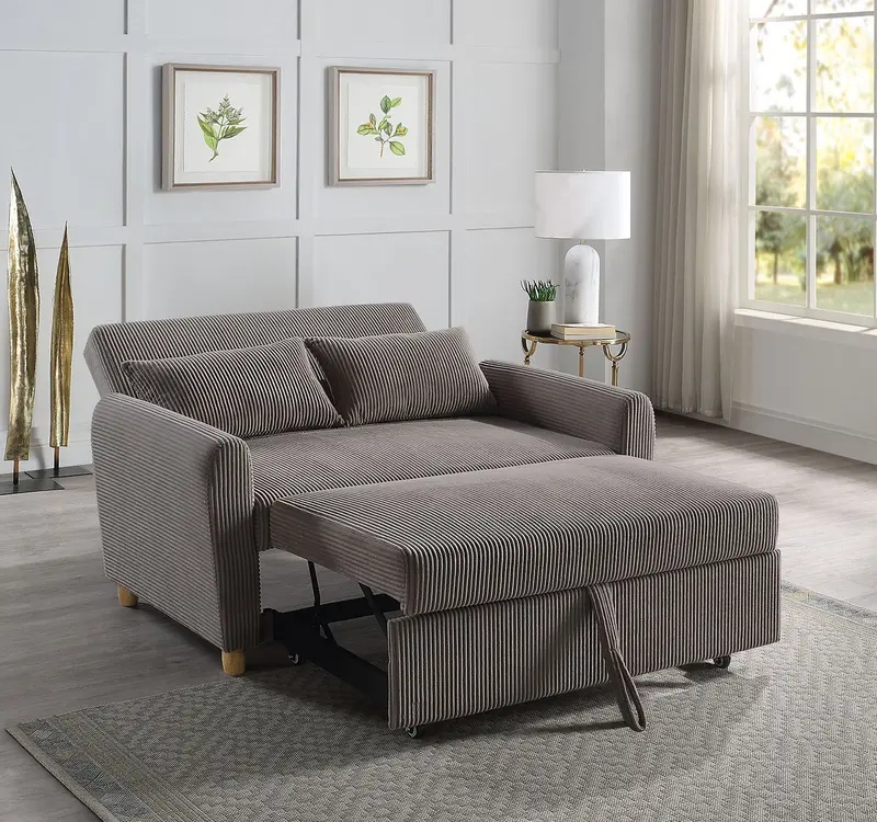 Justine Convertible Sleeper Loveseat in Brown