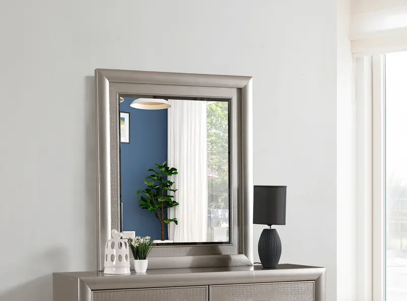 Kat Mirror with Subtle Silver-Champagne Frame