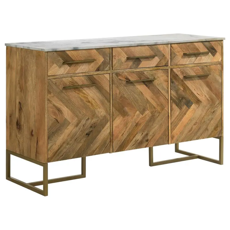 Keaton Herringbone Marble-Top Accent Cabinet