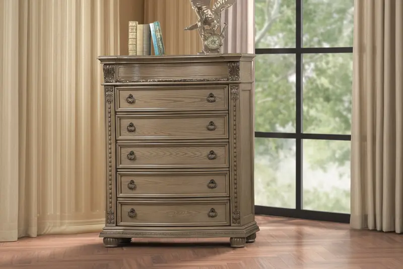 Kensington Estate Light Brown 5-Drawer Traditional Chest of Drawers